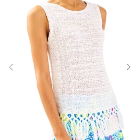 Lilly Pulitzer Tops - Lilly Pulitzer Luca Fringe Sweater Tank White XS